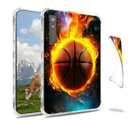 Dikoer Clear Case for Onyx Boox Note Air5C/4 /3C GO 10.3" Tablet e-Book, Slim Back Shell Anti-Slip Soft TPU Protection Transparent Shockproof Cover for Women Men, Flame Basketball