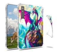 Dikoer Clear Case for Onyx Boox Note Air5C/4 /3C GO 10.3" Tablet e-Book, Slim Back Shell Anti-Slip Soft TPU Protection Transparent Shockproof Cover for Women Men, Purple Feather Dragon