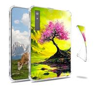 Dikoer Clear Case for Onyx Boox Note Air5C/4 /3C GO 10.3" Tablet e-Book, Slim Back Shell Anti-Slip Soft TPU Protection Transparent Shockproof Cover for Women Men, Green Cr herry Blossom