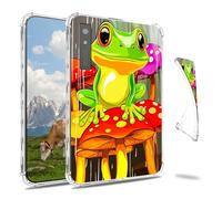 Dikoer Clear Case for Onyx Boox Note Air5C/4 /3C GO 10.3" Tablet e-Book, Slim Back Shell Anti-Slip Soft TPU Protection Transparent Shockproof Cover for Women Men, Green Frog Mushroom