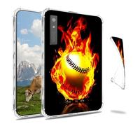 Dikoer Clear Case for Onyx Boox Note Air5C/4 /3C GO 10.3" Tablet e-Book, Slim Back Shell Anti-Slip Soft TPU Protection Transparent Shockproof Cover for Women Men, Flame Baseball