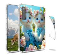 Dikoer Clear Case for Onyx Boox Page 7"/Boox Go Color/Leaf 2 3 3C/Galileo 7 E-Book, Slim Back Shell Anti-Slip Soft TPU Protection Transparent Shockproof Cover for Women Men, Blue Dress Cat