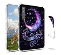 Dikoer Clear Case for Onyx Boox Page 7"/Boox Go Color/Leaf 2 3 3C/Galileo 7 E-Book, Slim Back Shell Anti-Slip Soft TPU Protection Transparent Shockproof Cover for Women Men, Purple Moon