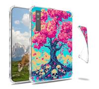 Dikoer Clear Case for Onyx Boox Page 7"/Boox Go Color/Leaf 2 3 3C/Galileo 7 E-Book, Slim Back Shell Anti-Slip Soft TPU Protection Transparent Shockproof Cover for Women Men, Pink Tree Skull