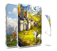 Dikoer Clear Case for Onyx Boox Page 7"/Boox Go Color/Leaf 2 3 3C/Galileo 7 E-Book, Slim Back Shell Anti-Slip Soft TPU Protection Transparent Shockproof Cover for Women Men, White Horse Castle