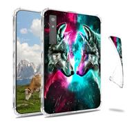 Dikoer Clear Case for Onyx Boox Page 7"/Boox Go Color/Leaf 2 3 3C/Galileo 7 E-Book, Slim Back Shell Anti-Slip Soft TPU Protection Transparent Shockproof Cover for Women Men, Gray Wolf Red Blue