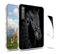 Dikoer Clear Case for Onyx Boox Page 7"/Boox Go Color/Leaf 2 3 3C/Galileo 7 E-Book, Slim Back Shell Anti-Slip Soft TPU Protection Transparent Shockproof Cover for Women Men, Black Cool Horse