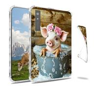 Dikoer Clear Case for Onyx Boox Page 7"/Boox Go Color/Leaf 2 3 3C/Galileo 7 E-Book, Slim Back Shell Anti-Slip Soft TPU Protection Transparent Shockproof Cover for Women Men, Rose Piglet