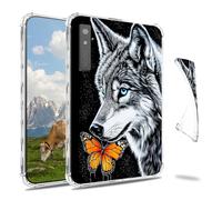 Dikoer Clear Case for Onyx Boox Page 7"/Boox Go Color/Leaf 2 3 3C/Galileo 7 E-Book, Slim Back Shell Anti-Slip Soft TPU Protection Transparent Shockproof Cover for Women Men, Wolf Orange Butterfly