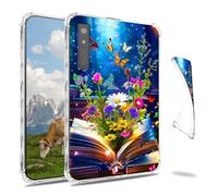 Dikoer Clear Case for Onyx Boox Page 7"/Boox Go Color/Leaf 2 3 3C/Galileo 7 E-Book, Slim Back Shell Anti-Slip Soft TPU Protection Transparent Shockproof Cover for Women Men, Book Flower