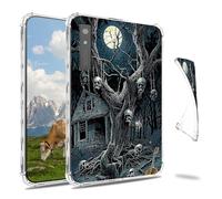 Dikoer Clear Case for Onyx Boox Page 7"/Boox Go Color/Leaf 2 3 3C/Galileo 7 E-Book, Slim Back Shell Anti-Slip Soft TPU Protection Transparent Shockproof Cover for Women Men, Moon Trees Skeleton