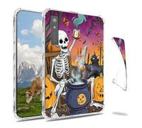 Dikoer Clear Case for Onyx Boox Page 7"/Boox Go Color/Leaf 2 3 3C/Galileo 7 E-Book, Slim Back Shell Anti-Slip Soft TPU Protection Transparent Shockproof Cover for Women Men, Pumpkin Skull Art