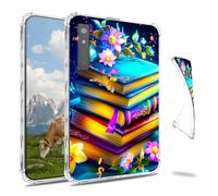 Dikoer Clear Case for Onyx Boox Palma/Boox Kant/Boox Kant 2 Mobile ePaper 6.13", Slim Back Shell Anti-Slip Soft TPU Protection Transparent Shockproof Cover for Women Men, Blue Book Flower