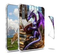 Dikoer Clear Case for Onyx Boox Palma/Boox Kant/Boox Kant 2 Mobile ePaper 6.13", Slim Back Shell Anti-Slip Soft TPU Protection Transparent Shockproof Cover for Women Men, Purple Dragon Book