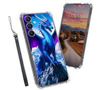 Dikoer Clear Case for Samsung Galaxy A15 5G 6.5", Heavy Duty Hybrid Transparent TPU Soft Silicone Shockproof Protective Basic Cases with Mobile Phone Strap for Women Men Girl Boy, Blue Cool Dragon