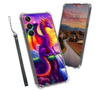 Dikoer Clear Case for Samsung Galaxy A15 5G 6.5", Heavy Duty Hybrid Transparent TPU Soft Silicone Shockproof Protective Basic Cases with Mobile Phone Strap for Women Men Girl Boy, Purple Dragon