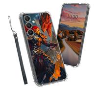 Dikoer Clear Case for Samsung Galaxy A15 5G 6.5", Heavy Duty Hybrid Transparent TPU Soft Silicone Shockproof Protective Basic Cases with Mobile Phone Strap for Women Men Girl Boy, Dragon and Knight