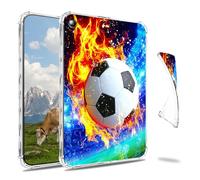 Dikoer Clear Case for Samsung Galaxy Tab A11 / Tab A9 8.7 Inch 2025/2023 Tablet, Slim Back Shell Anti-Slip Soft TPU Protection Transparent Shockproof Cover for Women Men, Flame Football Lawn