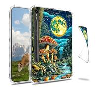 Dikoer Clear Case for Samsung Galaxy Tab S10 Lite/S10 FE 2025/S9 FE 2023 10.9" Tablet, Slim Back Shell Anti-Slip Soft TPU Protection Transparent Shockproof Cover for Women Men, Moon Mushroom Creek