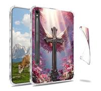 Dikoer Clear Case for Samsung Galaxy Tab S10 Plus 2024/S9 FE Plus 5G 12.4" 2023 Tablet, Slim Back Shell Anti-Slip Soft TPU Protection Transparent Shockproof Cover for Women Men, Pink Feather Frame