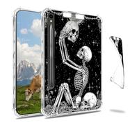 Dikoer Clear Case for Samsung Galaxy Tab S10 Ultra 2024/S9 Ultra 2023/S8 Ultra 2022 14.6", Slim Back Shell Anti-Slip Soft TPU Protection Transparent Shockproof Cover for Women Men, Skull Black White