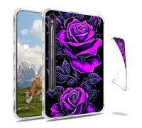 Dikoer Clear Case for Samsung Galaxy Tab S10 Ultra 2024/S9 Ultra 2023/S8 Ultra 2022 14.6", Slim Back Shell Anti-Slip Soft TPU Protection Transparent Shockproof Cover for Women Men, Purple Rose 01