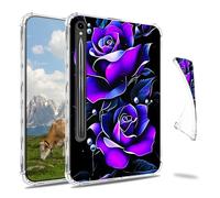 Dikoer Clear Case for Samsung Galaxy Tab S10 Ultra 2024/S9 Ultra 2023/S8 Ultra 2022 14.6", Slim Back Shell Anti-Slip Soft TPU Protection Transparent Shockproof Cover for Women Men, Purple Rose Black