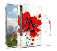 Dikoer Clear Case for Samsung Galaxy Tab S10 Ultra 2024/S9 Ultra 2023/S8 Ultra 2022 14.6" Tablet, Slim Back Shell Anti-Slip Soft TPU Protection Transparent Shockproof Cover for Women Men, Red Daisy