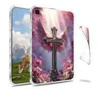 Dikoer Clear Case for Samsung Galaxy Tab S6 Lite 10.4 Inch 2024/2022/2020 Tablet, Slim Back Shell Anti-Slip Soft TPU Protection Transparent Shockproof Cover for Women Men, Pink Feather Frame