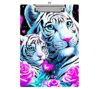 Dikoer Clipboards 9 x 12.5 Inch Letter Size, Aesthetic Office Clipboard with Low Profile Metal Clip & Hanging Hook, Heavy Duty Writing Surface for Nurses Medical Home Work, Purple Flower White Tiger