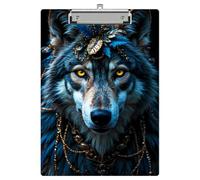 Dikoer Clipboards 9 x 12.5 Inch Letter Size, Aesthetic Office Clipboard with Low Profile Metal Clip & Hanging Hook, Heavy Duty Writing Surface for Nurses Medical Home Work, Dark Cool Wolf