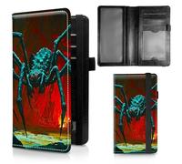 Dikoer Design Your Own Name & Initial Check Book Cover for Personal Checkbook, Customized Personalized Name Checkbook Cover Plastic Insert Flap Card Holder Pen Hoop Holder Slim Wallet, Red Flame Cave