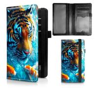 Dikoer Design Your Own Name & Initial Check Book Cover for Personal Checkbook, Customized Personalized Name Checkbook Cover Plastic Insert Flap Card Holder Pen Hoop Holder Slim Wallet, Fish Tiger