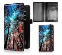 Dikoer Design Your Own Name & Initial Check Book Cover for Personal Checkbook, Customized Personalized Name Checkbook Cover Plastic Insert Flap Card Holder Pen Hoop Holder Slim Wallet, Blue Red Forest