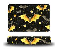 Dikoer Dog Food Mat, 15.7" x 23.6" Absorbent Pet Feeding Mat for Food and Water, Waterproof Diatom Mud Pet Placemat with Non-Slip Rubber Backing, Easy Clean Cat Bowl Mat for Floors - Yellow Bat