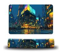 Dikoer Dog Food Mat, 15.7" x 23.6" Absorbent Pet Feeding Mat for Food and Water, Waterproof Diatom Mud Pet Placemat with Non-Slip Rubber Backing, Cat Bowl Mat for Floors - Neon Architecture