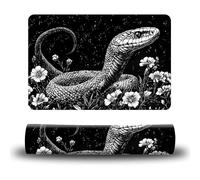 Dikoer Dog Food Mat, 15.7" x 23.6" Absorbent Pet Feeding Mat for Food and Water, Waterproof Diatom Mud Pet Placemat with Non-Slip Rubber Backing, Easy Clean Cat Bowl Mat for Floors - Black Snake