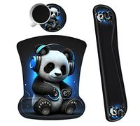 Dikoer Ergonomic Mouse Pad with Wrist Support Gel Mouse Pads and Upgrade Keyboard Wrist Rest Pad Set, Coasters Non-Slip PU Base Mouse Mat for Office Gaming Computer Laptop Home, Panda