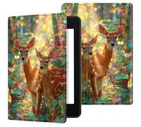 Dikoer for 6.8" Kindle Paperwhite(11th Gen 2021) and Kindle Paperwhite Signature Edition Case, Slim Kickstand Stand Leather Smart Cover with Auto Wake/Sleep for Women Men, Forest Psychedelic Deer