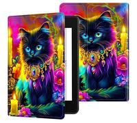 Dikoer for 6.8" Kindle Paperwhite (11th Generation 2021) and Kindle Paperwhite Signature Edition Case, Slim Kickstand Stand Leather Smart Cover with Auto Wake/Sleep, Candle Kitten