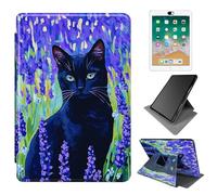 Dikoer for 6" All-New Kindle 11th Generation 2024/2022 Release e-Reader Case, 360 Degree Rotating Adjustable Stand Smart Leather Tablet Cover for Women Men, Lavender Black Cat