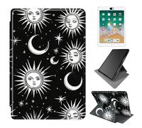 Dikoer for 6" All-New Kindle 11th Generation 2024/2022 Release e-Reader Case, 360 Degree Rotating Adjustable Stand Smart Leather Tablet Cover for Women Men, Moon Sun Black