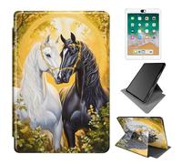 Dikoer for 6" All-New Kindle 11th Generation 2024/2022 Release e-Reader Case, 360 Degree Rotating Adjustable Stand Smart Leather Tablet Cover for Women Men, Yellow Background Horse