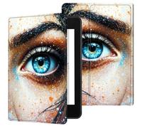 Dikoer for 6" Amazon Kindle Paperwhite 11th Generation 2024/2022 Release Model No: C2V2L3 Tablet Case, Slim Kickstand Stand Leather Smart Cover with Auto Wake/Sleep for Women Men, Blue-Eyed Girl
