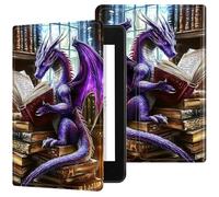 Dikoer for 6" Amazon Kindle Paperwhite 11th Generation 2024/2022 Release Model No: C2V2L3 Tablet Case, Slim Kickstand Stand Leather Smart Cover with Auto Wake/Sleep for Women Men, Purple Dragon Book