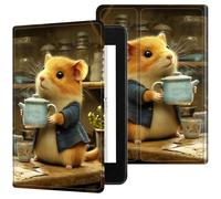 Dikoer for 7" Kindle Paperwhite 12th Gen 2024 & Colorsoft Signature Edition Case, Slim Kickstand Stand Leather Smart Cover with Auto Wake/Sleep for Women Men, Kettle Hamster