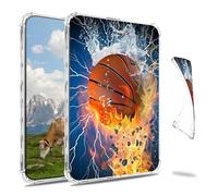 Dikoer for 7" Kindle Paperwhite 12th Generation 2024 & Kindle Colorsoft Signature Edition Clear Case, Slim Back Shell Anti-Slip Soft TPU Protection Transparent Shockproof Cover, Flaming Basketball