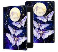 Dikoer for All-New 6" Kindle 11th Generation 2024/2022 Release E-Reader Case, Slim Kickstand Stand Leather Smart Cover with Auto Wake/Sleep, Moon Purple Butterfly