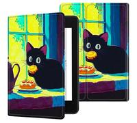 Dikoer for All-New 6" Kindle 11th Generation 2024/2022 Release E-Reader Case, Slim Kickstand Stand Leather Smart Cover with Auto Wake/Sleep, Black Cat Egg