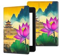 Dikoer for All-New 6" Kindle 11th Generation 2024/2022 Release E-Reader Case, Slim Kickstand Stand Leather Smart Cover with Auto Wake/Sleep, Lotus Leaf Castle